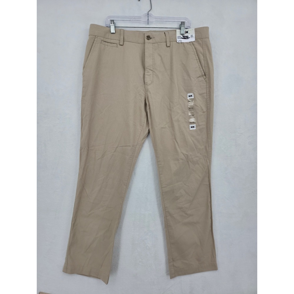 NWT Joseph Abboud Heritage Mens 38x30 Chino Pants Tan Cotton Flat Front Preppy